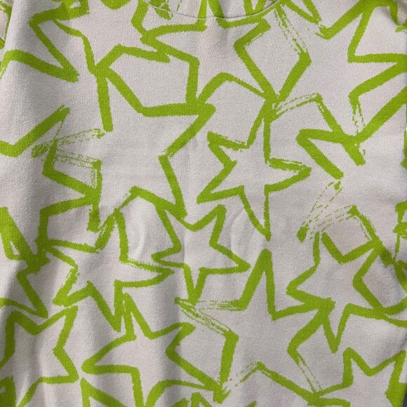 Maeve Anthropologie Carys Star Print Sweater Green XL Maximalist Twee Kidcore - Picture 3 of 10